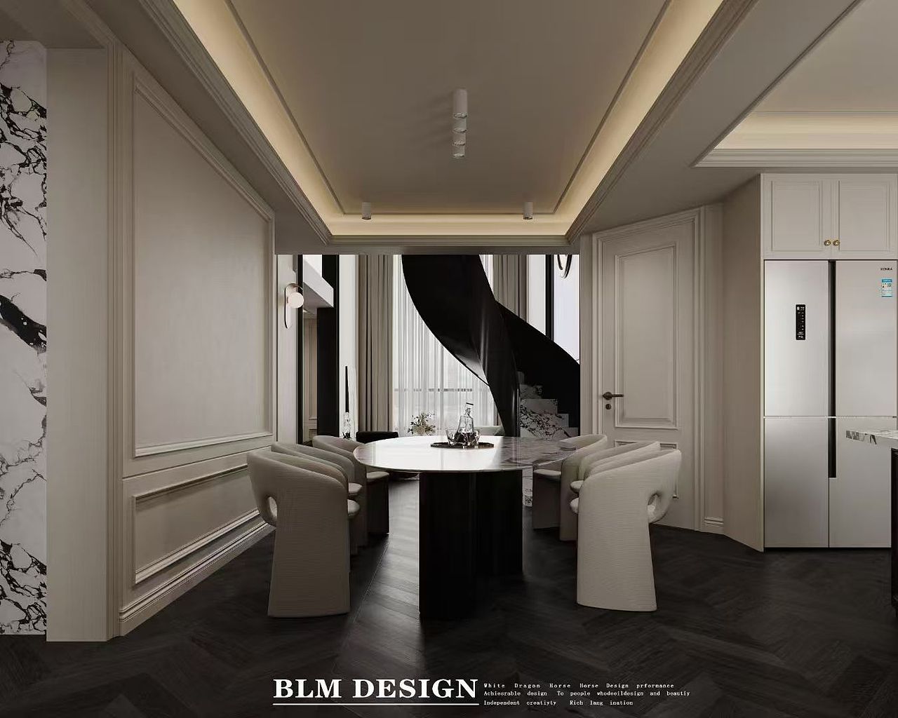 现代法式案例——白龙马效果图