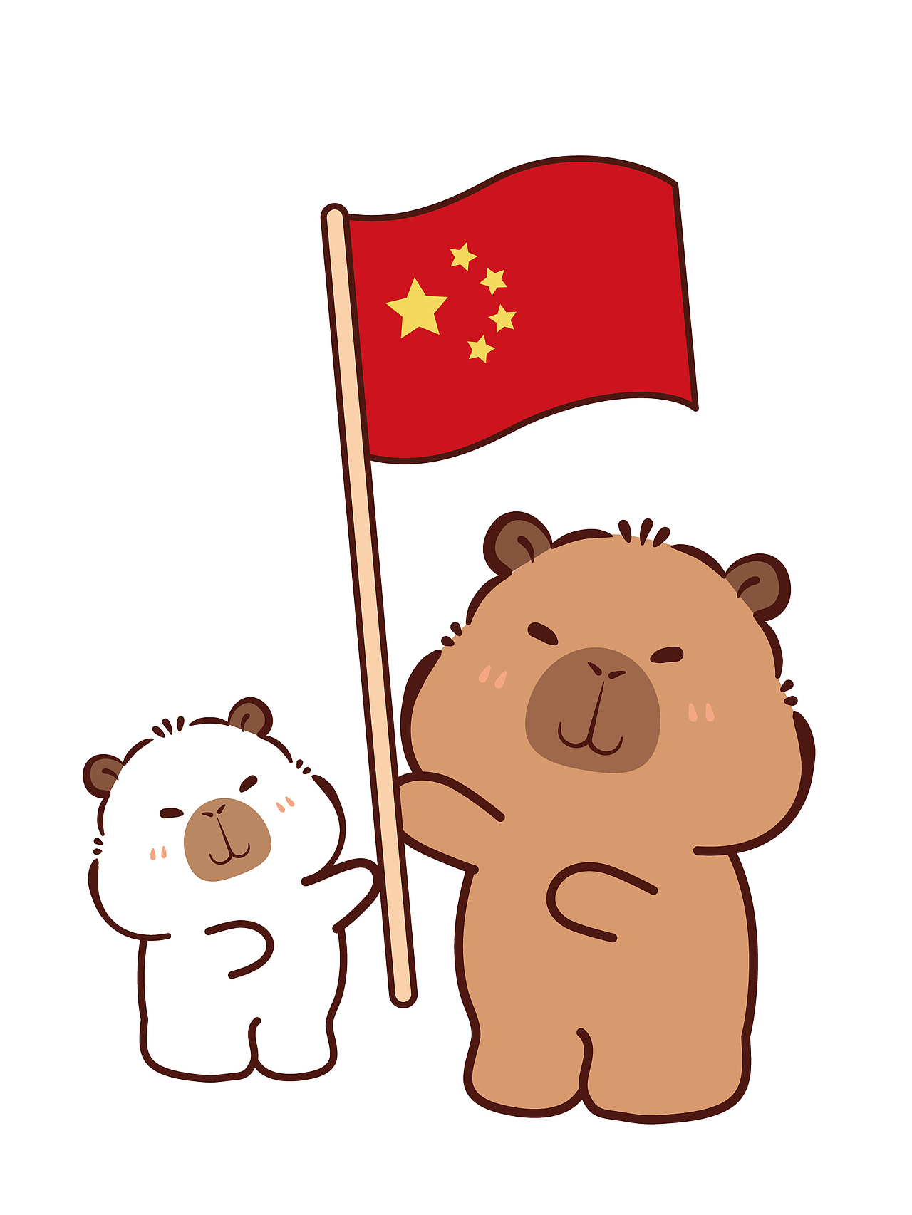 我爱中国我爱中华卡皮巴拉国庆节升国旗