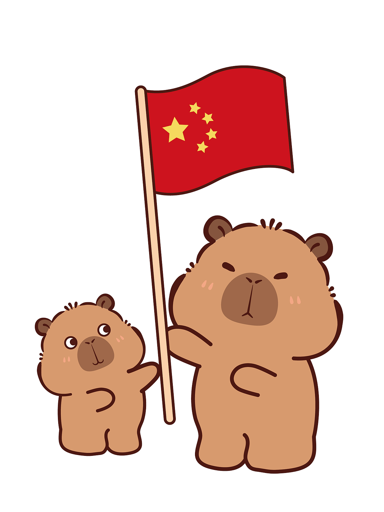 我爱中国我爱中华卡皮巴拉国庆节升国旗