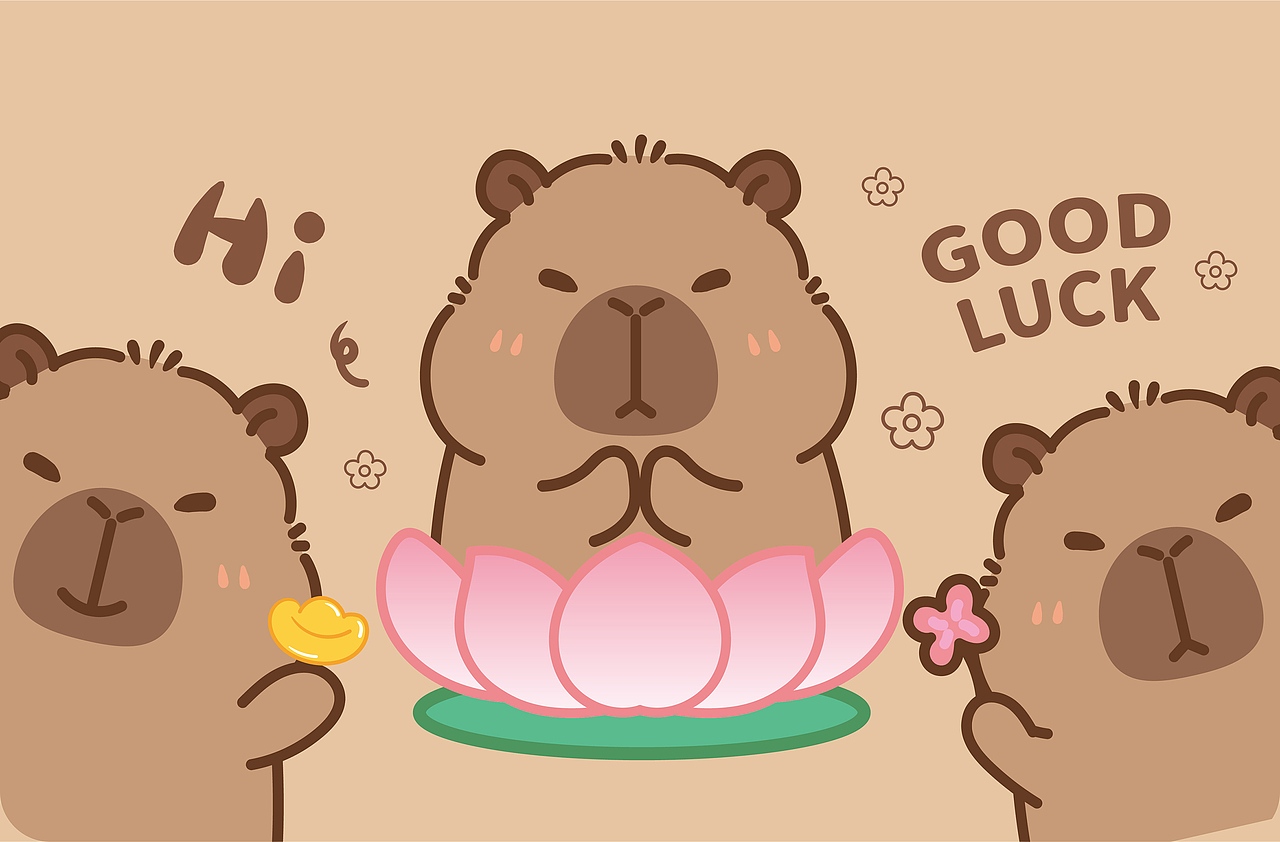 卡皮巴拉地垫地毯网红地垫浴室地垫插画卡通设计