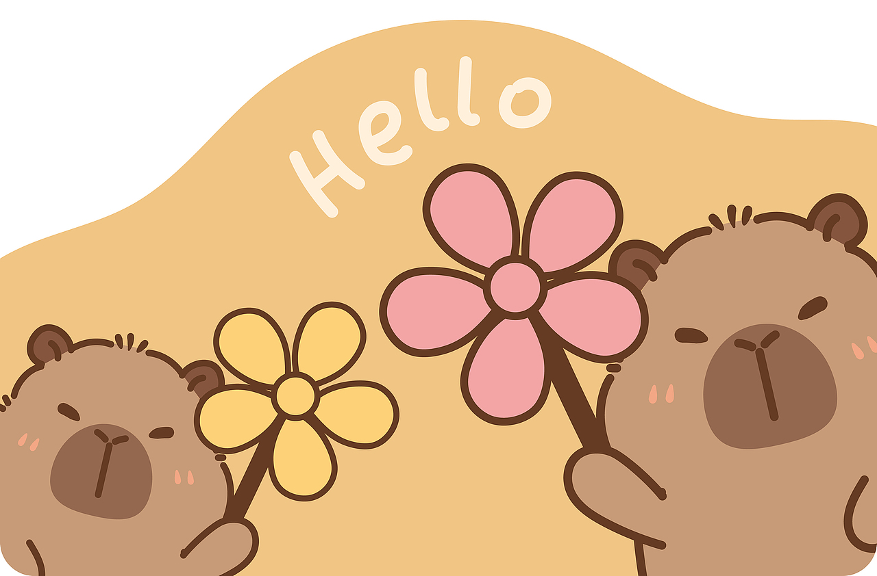 卡皮巴拉地垫地毯网红地垫浴室地垫插画卡通设计