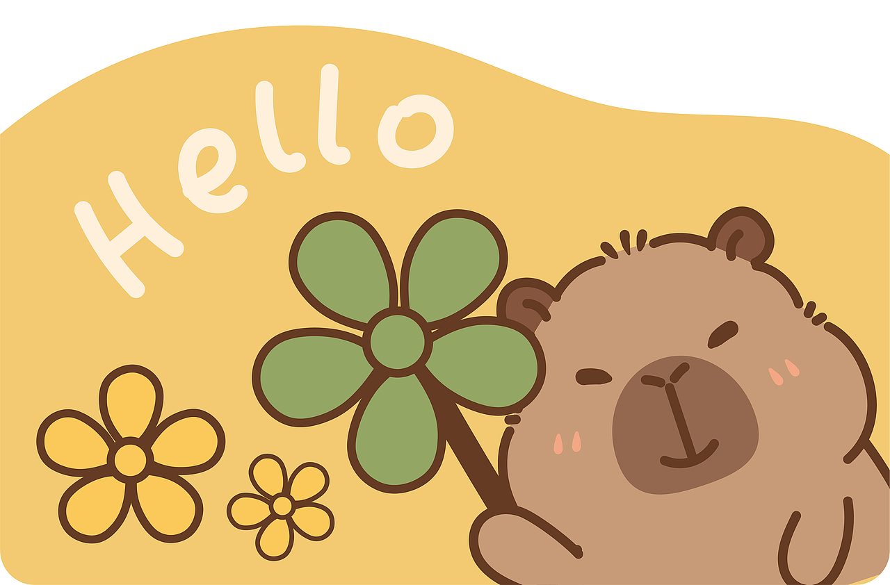 卡皮巴拉地垫地毯网红地垫浴室地垫插画卡通设计