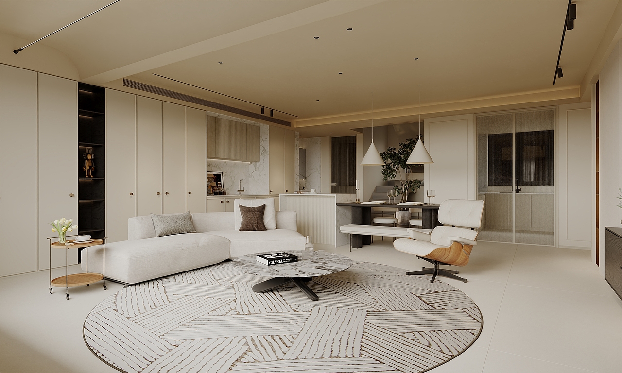 奶油风客餐厅（图ZMzc5MTMxNTEy） - 家装设计 - 站酷设计师景泽效果图原创素材 - 站酷ZCOOL