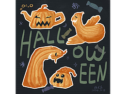 万圣节南瓜贴纸