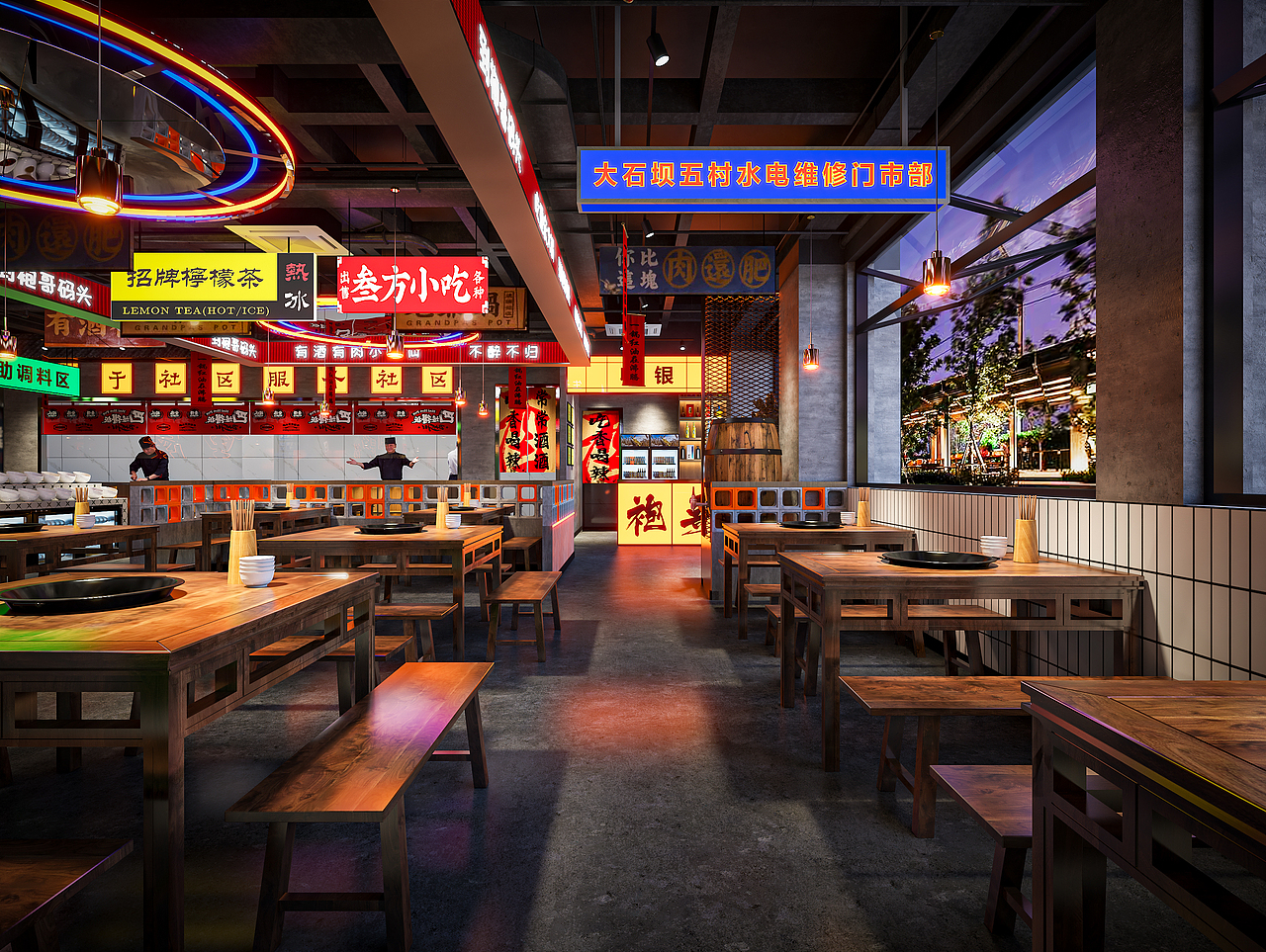 雲青餐饮空间设计丨市井风重庆老火锅vol.1（图ZMzc5MTU0NjIw） - 酒店餐饮设计 - 站酷设计师雲青餐饮空间视觉原创素材 - 站酷ZCOOL