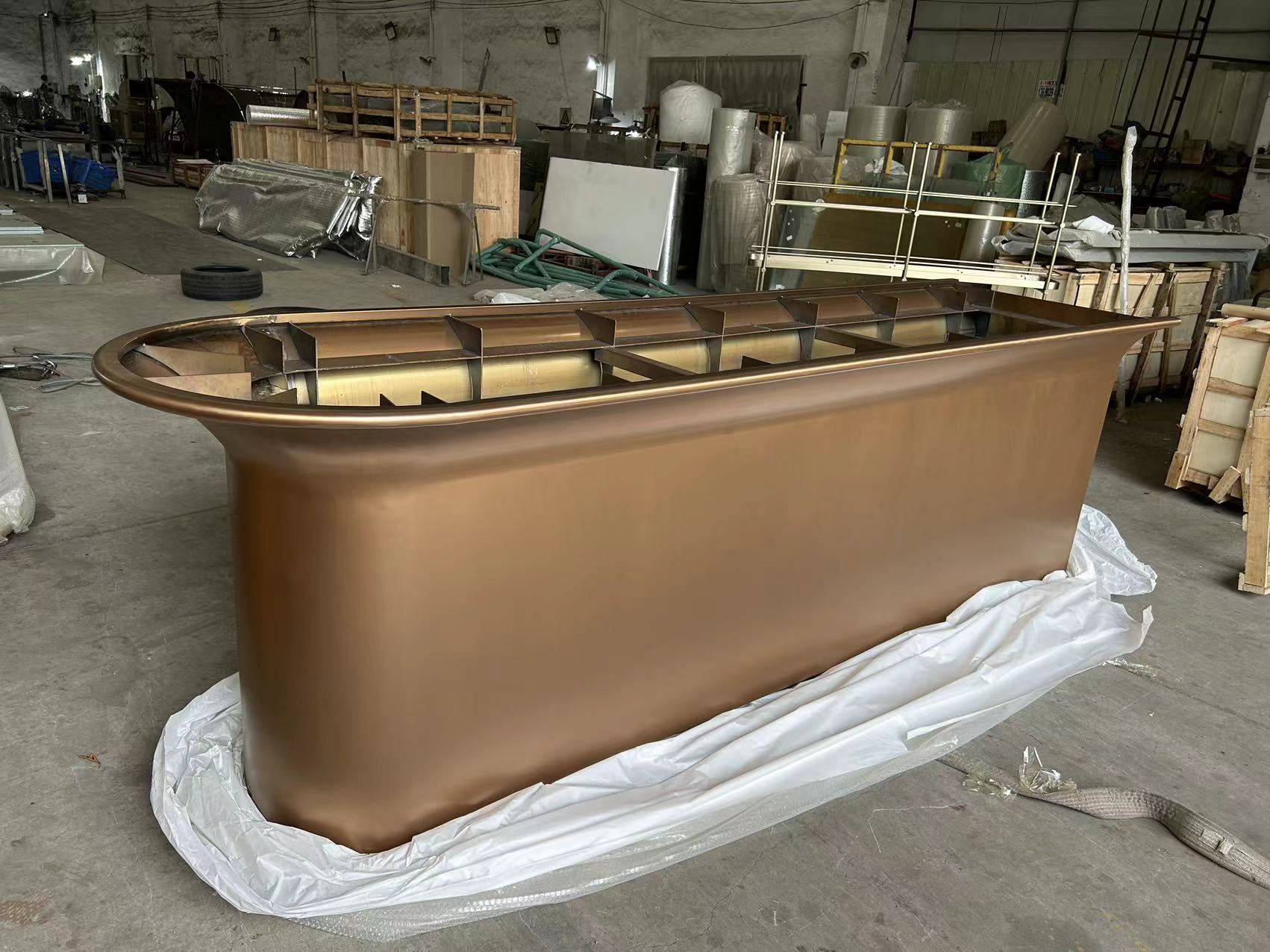 不锈钢拉丝古铜接待台