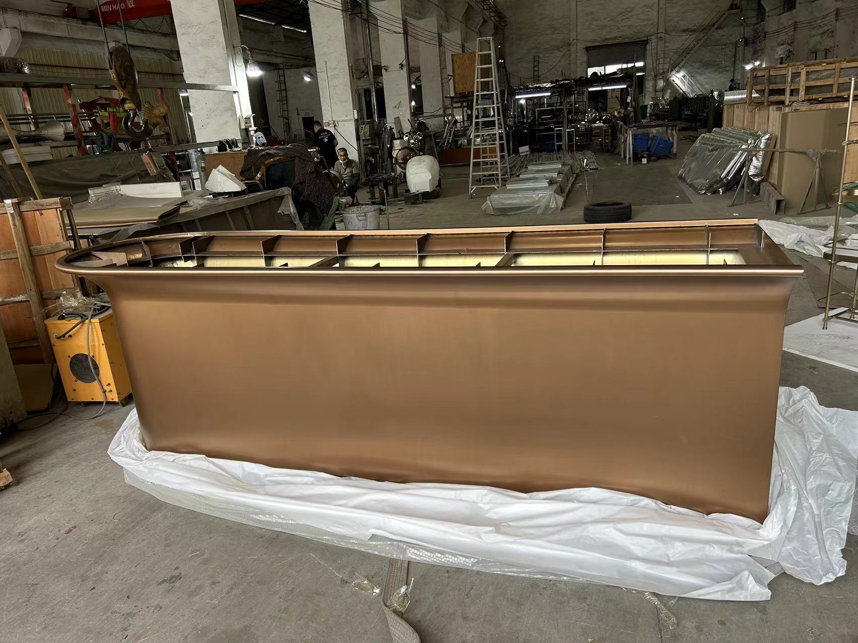 不锈钢拉丝古铜接待台