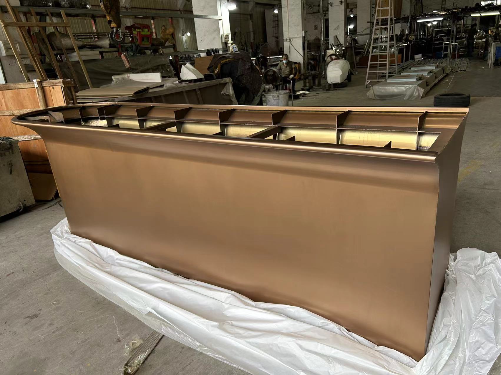 不锈钢拉丝古铜接待台