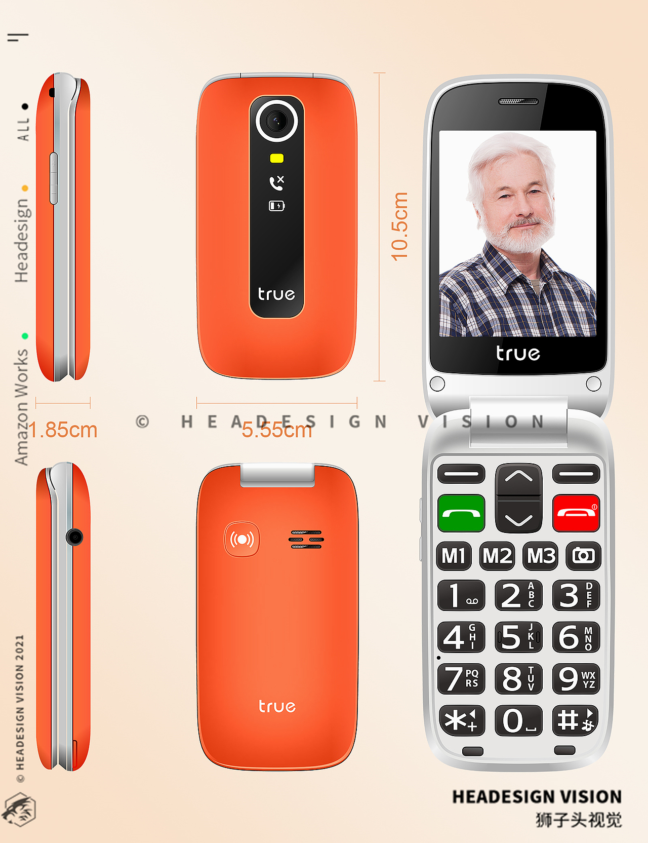 老人手机产品拍摄_主图设计_A+页面设计-狮子头视觉