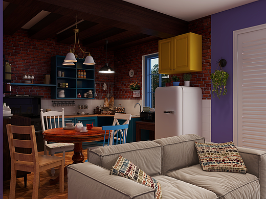 还原了《老友记》中莫妮卡的餐厅