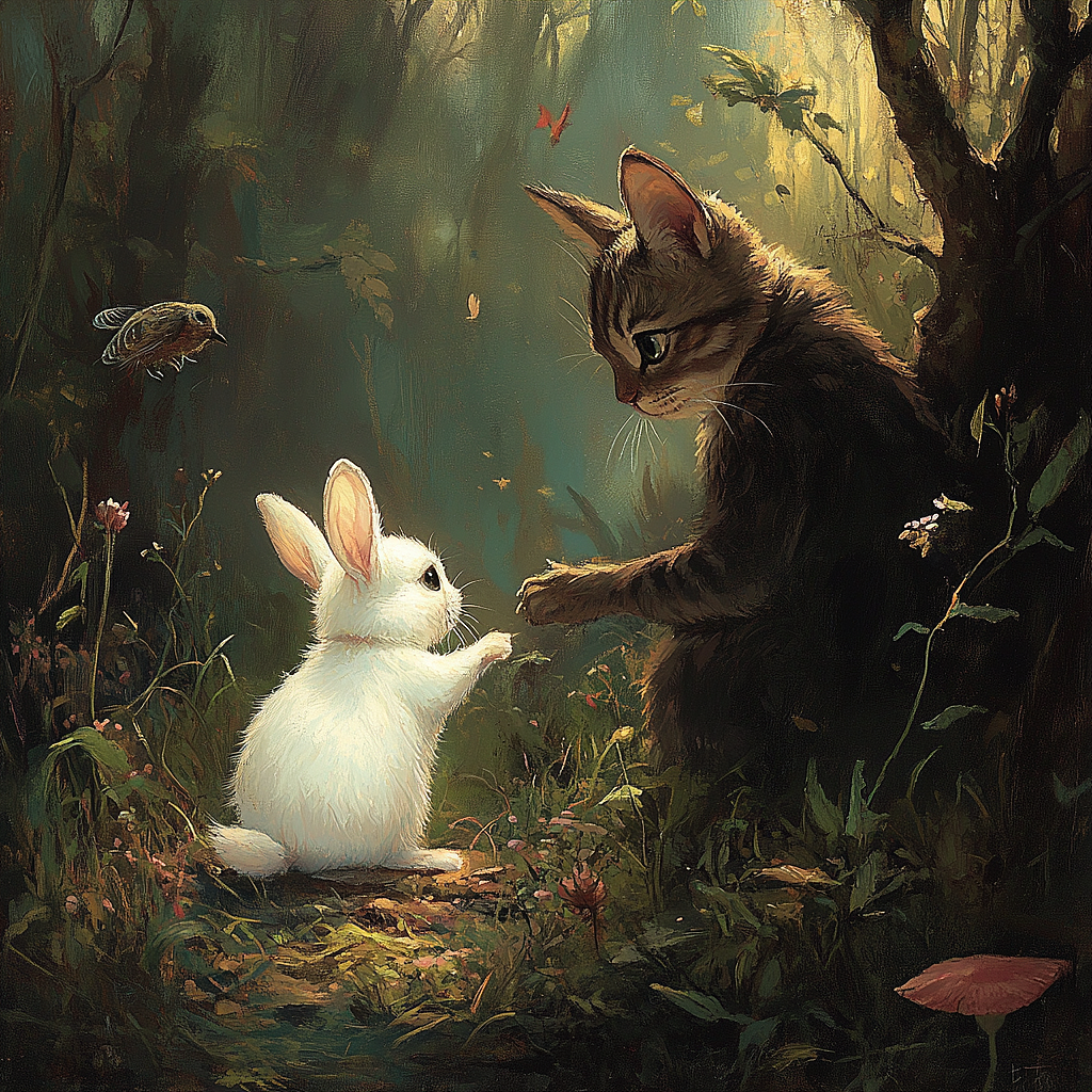 《小兔子的保护伞》（图ZMzc5MjA1NzQ0） - AI作品 - 站酷设计师蓝染呀原创素材 - 站酷ZCOOL