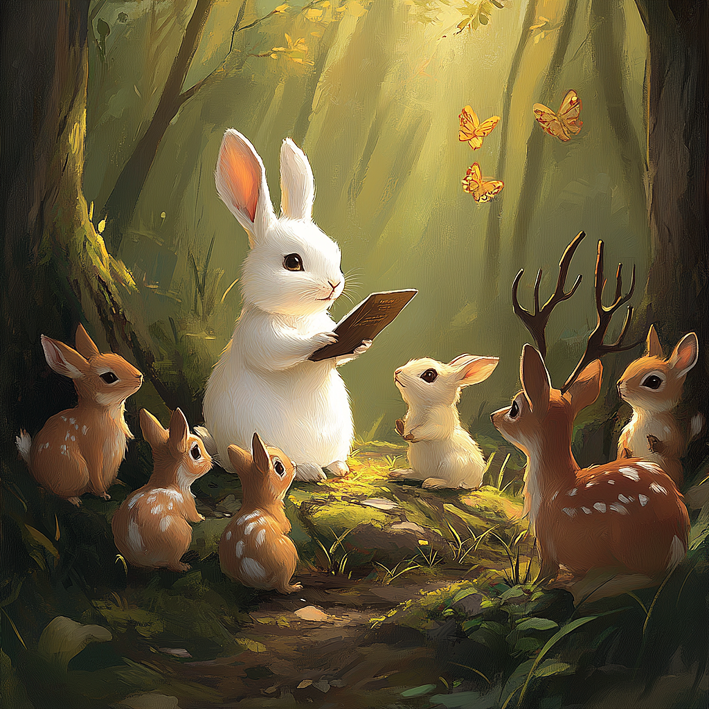 《小兔子的保护伞》（图ZMzc5MjA1NzQ4） - AI作品 - 站酷设计师蓝染呀原创素材 - 站酷ZCOOL