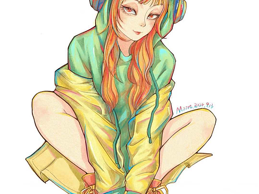插画分享，古灵精怪的少女
