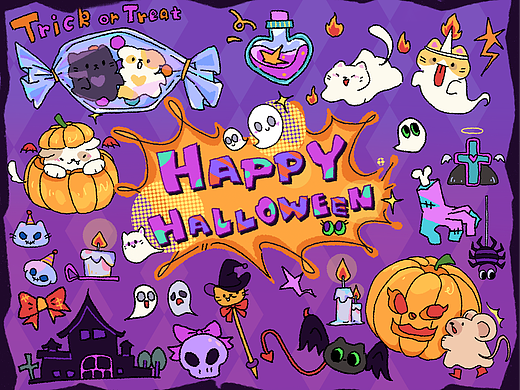 万圣节主题贴纸插画🎃