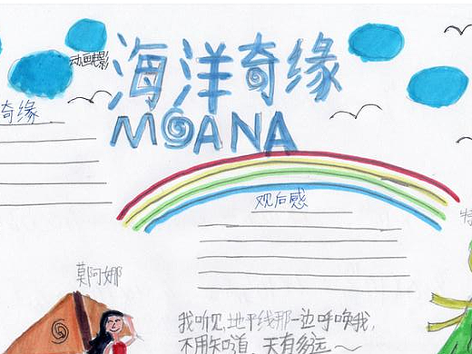《海洋奇缘》动画电影手抄报模板