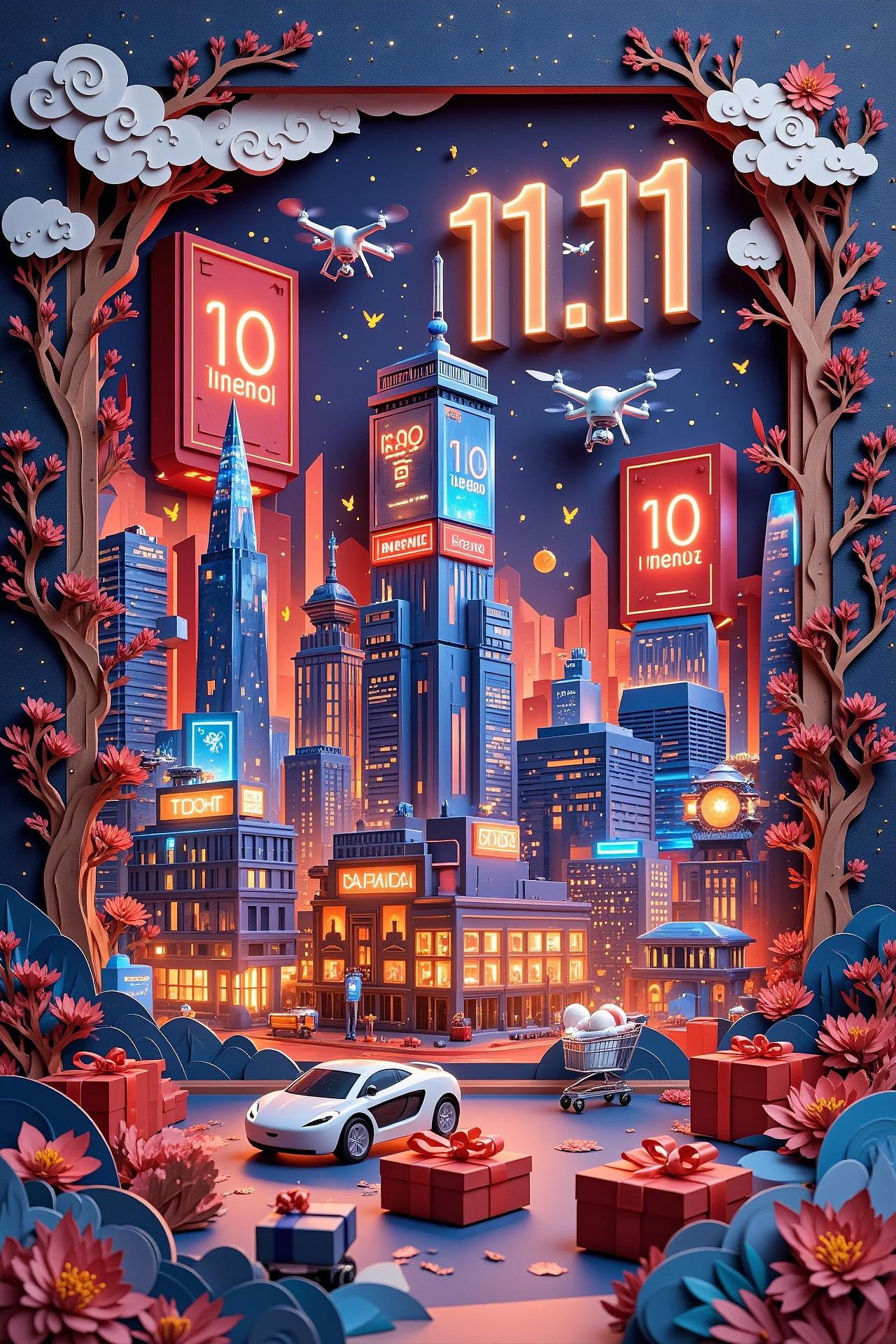 双11运营海报（图ZMzc5MjM0NTg0） - AI作品 - 站酷设计师萌熊Bear原创素材 - 站酷ZCOOL