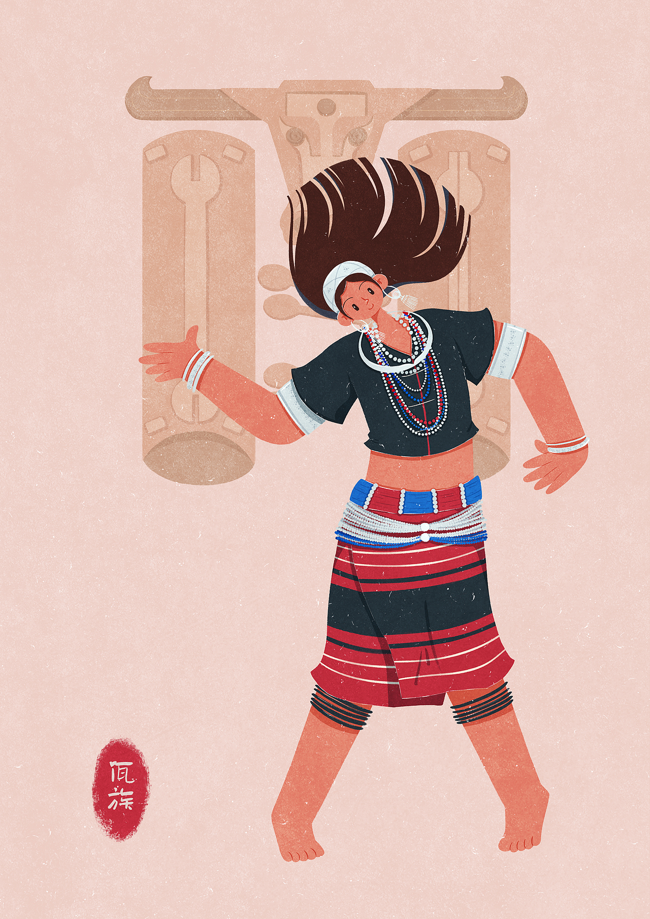 56个民族扁平插画人物——佤族（图ZMzc5MjYwMjE2） - 商业插画 - 站酷设计师歪蹄原创素材 - 站酷ZCOOL