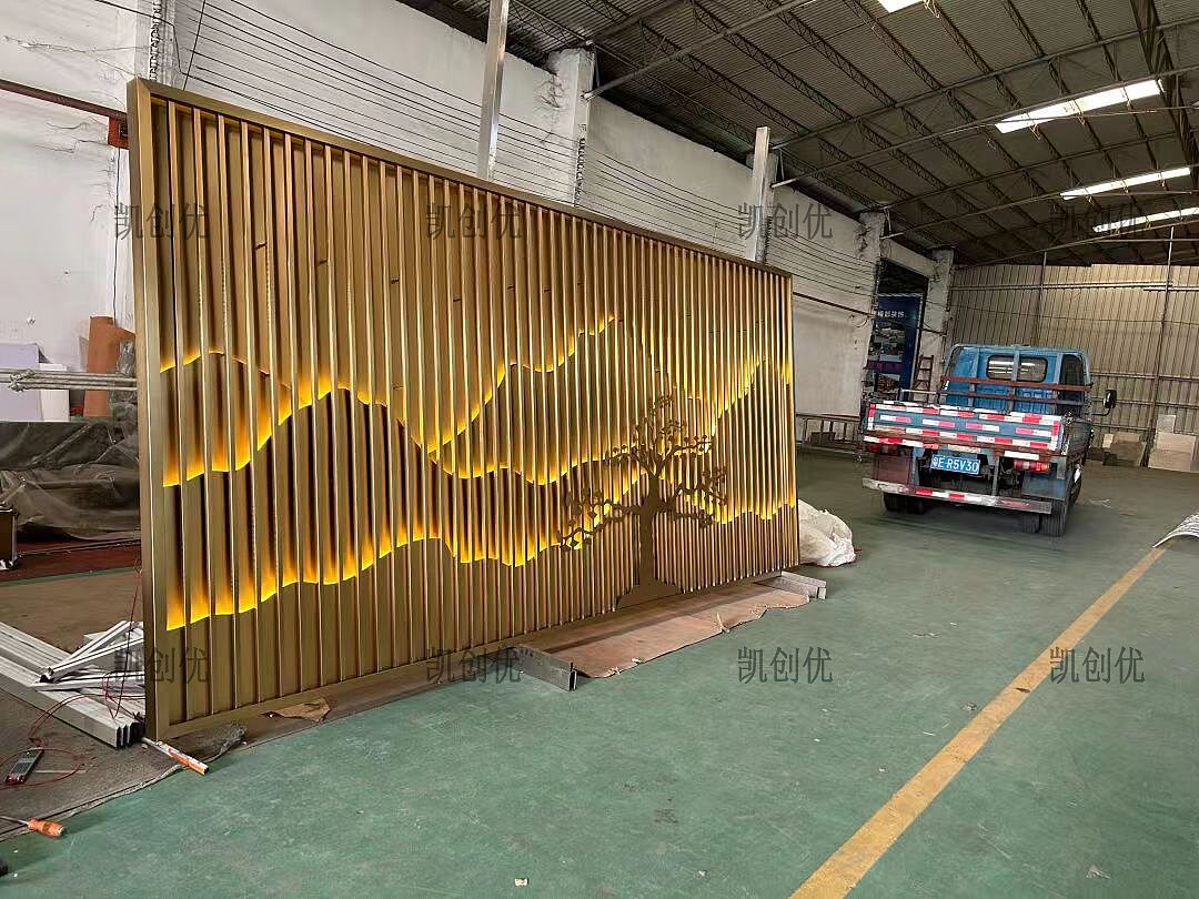 不锈钢假山屏风背景墙