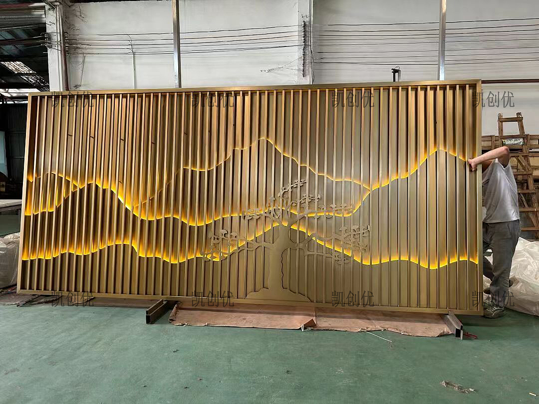 不锈钢假山屏风背景墙