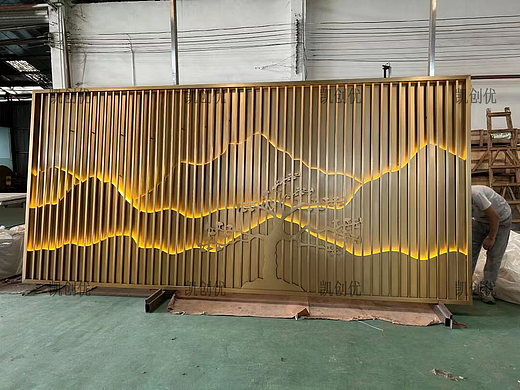 不锈钢假山屏风背景墙