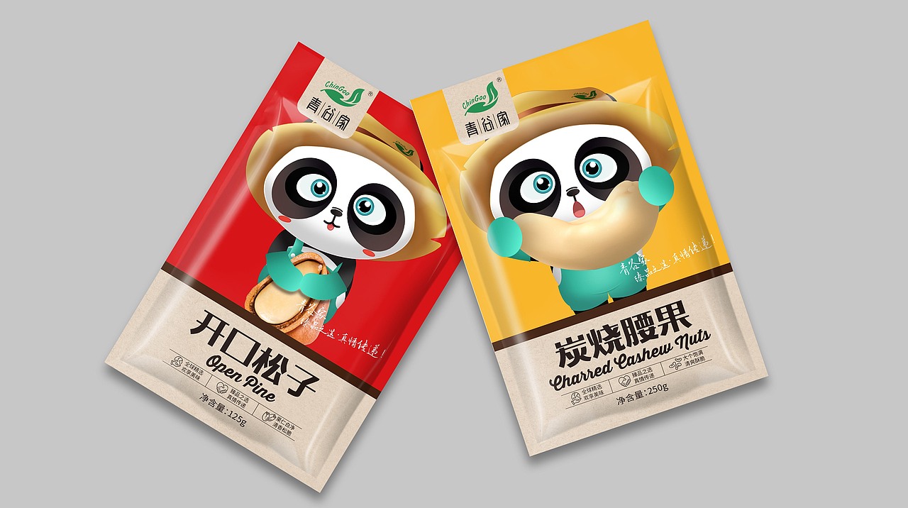 青谷家 特产 坚果包装 卡通 IP形象 VI 零食包装 插画