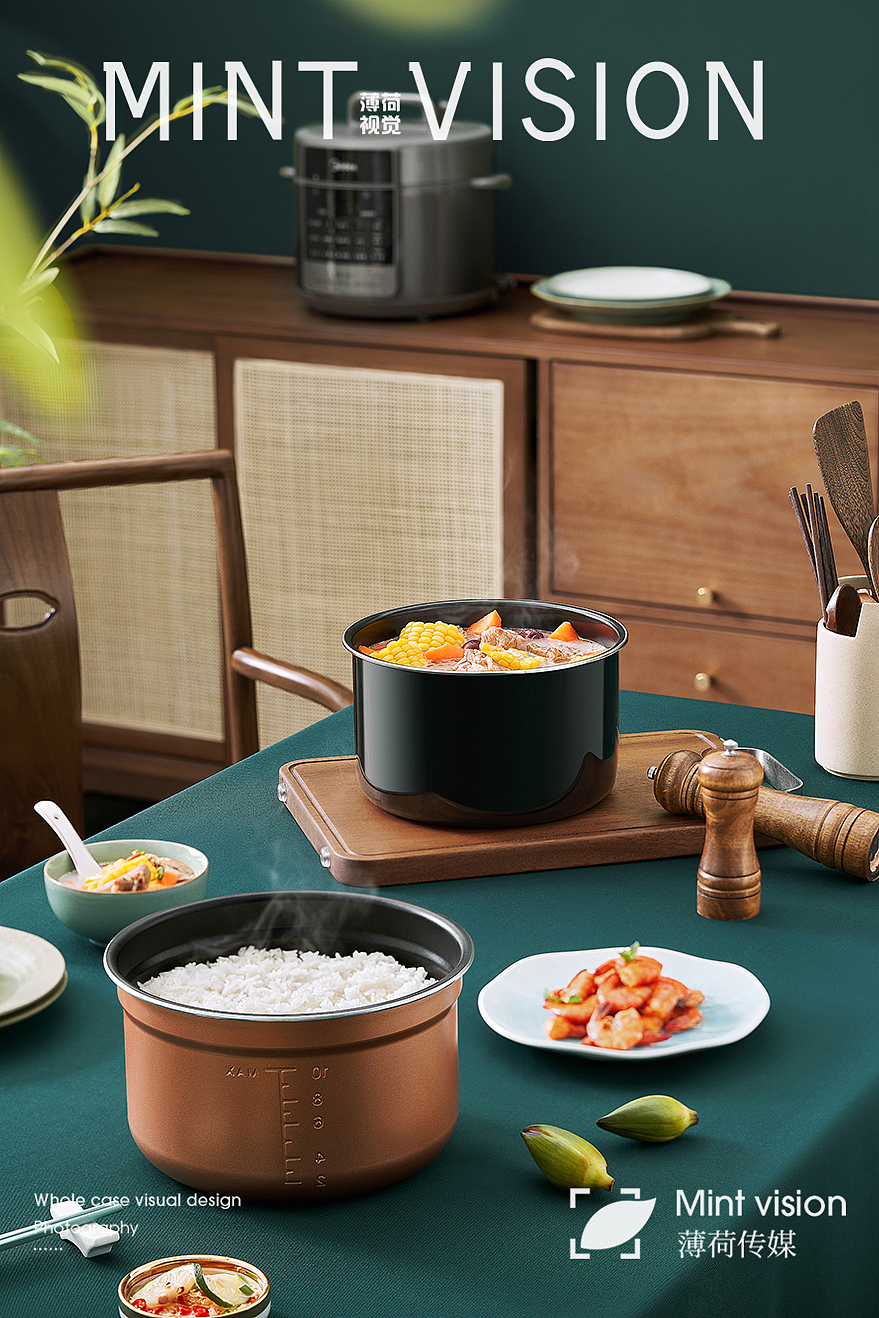 厨房电器｜美的电压力锅｜薄荷视觉（图ZMzc5MzEyNjYw） - 产品摄影 - 站酷设计师bohe摄影视觉原创素材 - 站酷ZCOOL