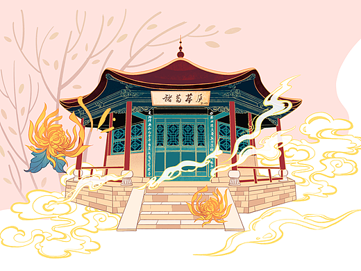 南水北调线路-国风插画