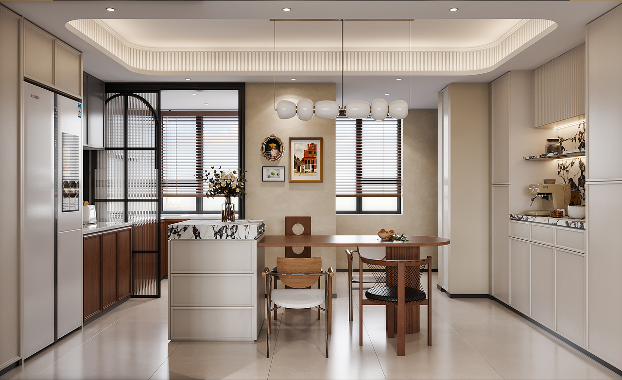 法式中古风客餐厅效果图表现