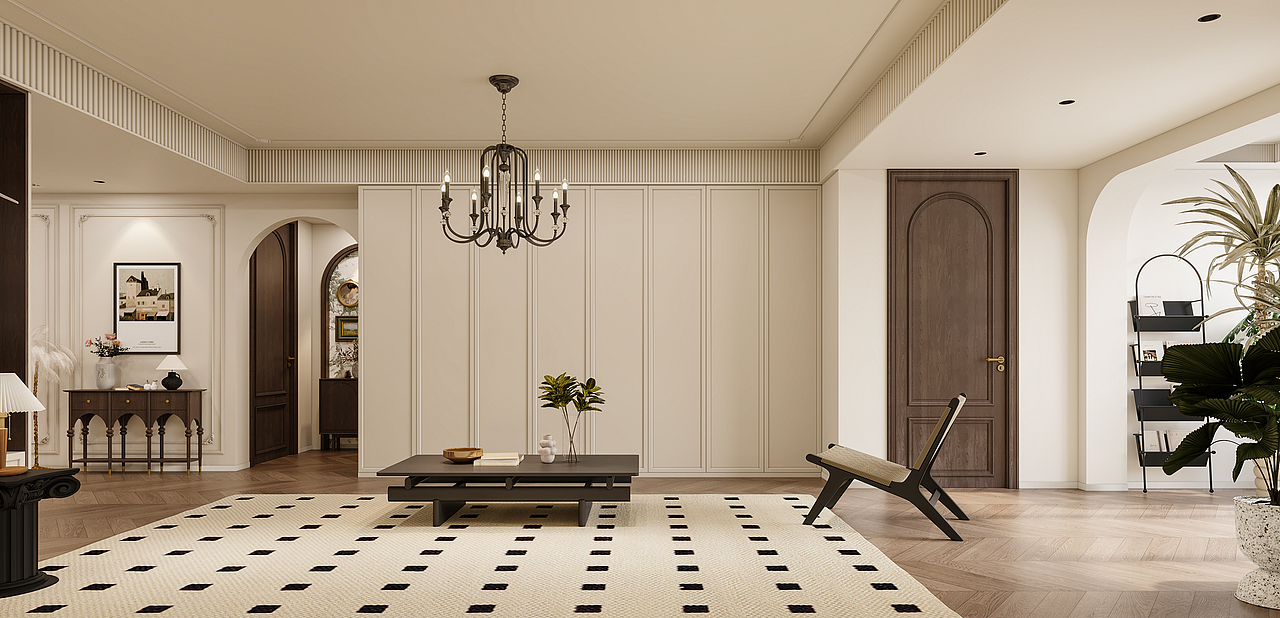 法式中古风客餐厅效果图表现