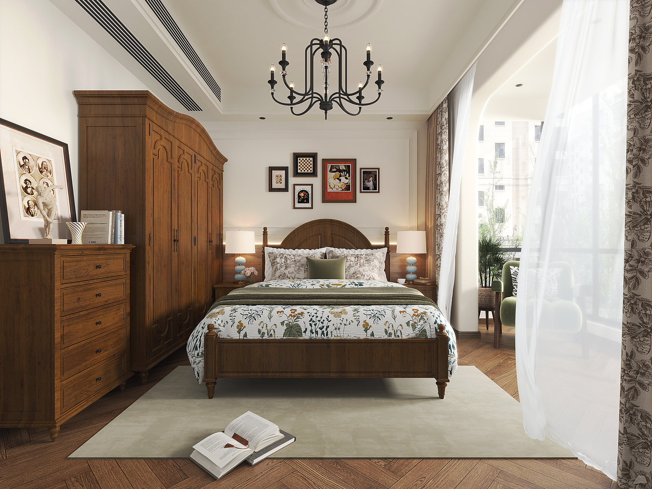 法式中古风客餐厅效果图表现