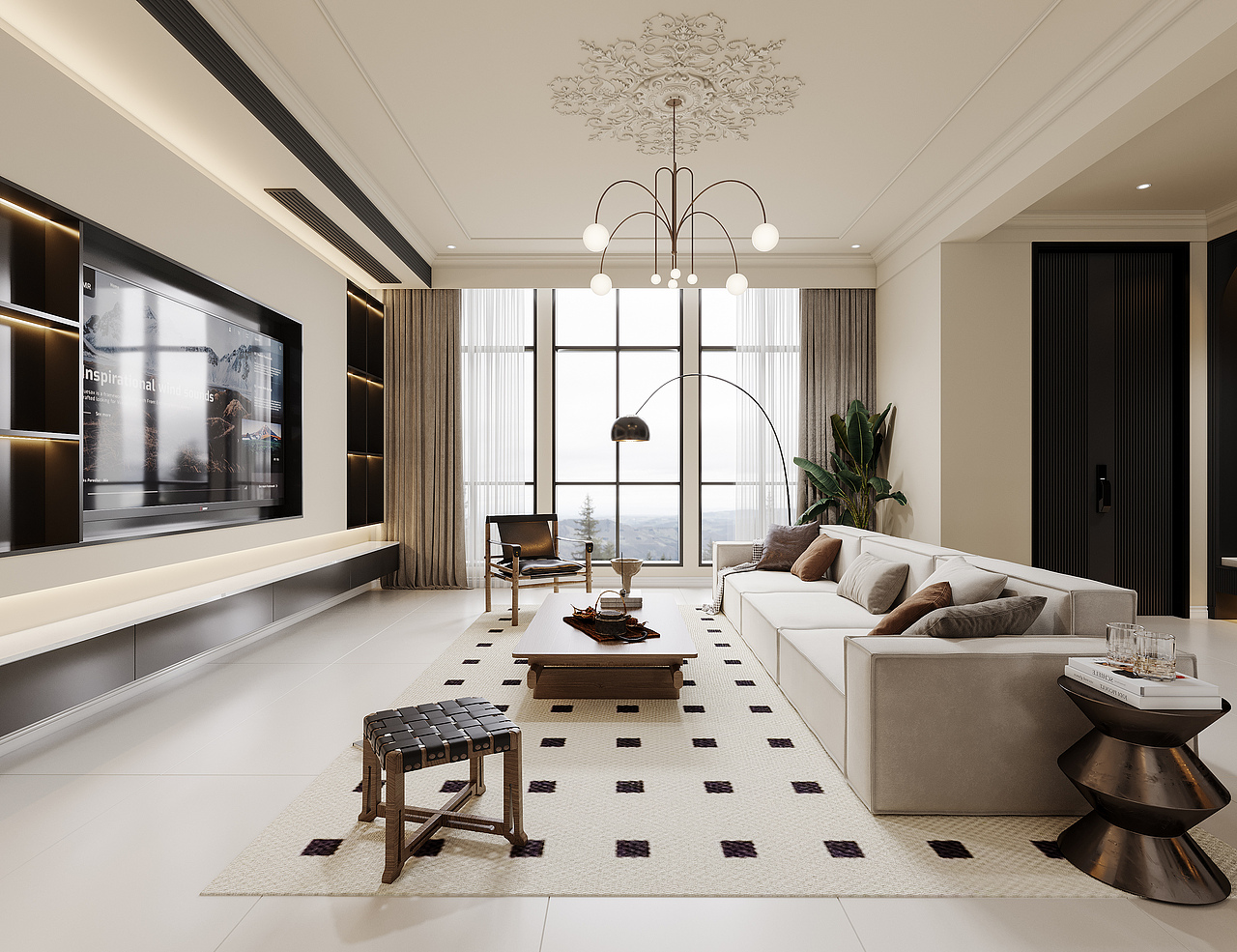 法式中古风客餐厅效果图表现