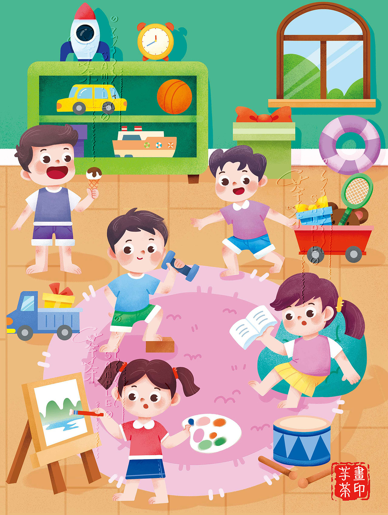 儿童益智果冻贴纸插画合集