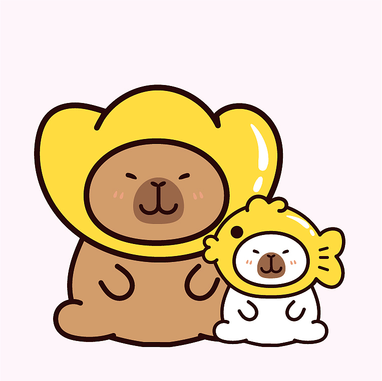 卡皮巴拉水豚萌萌吉祥物贴纸卡通可爱