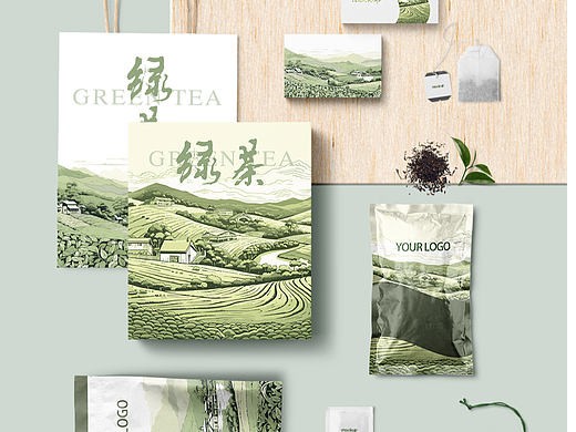 茶叶咖啡饮品包装插画设计