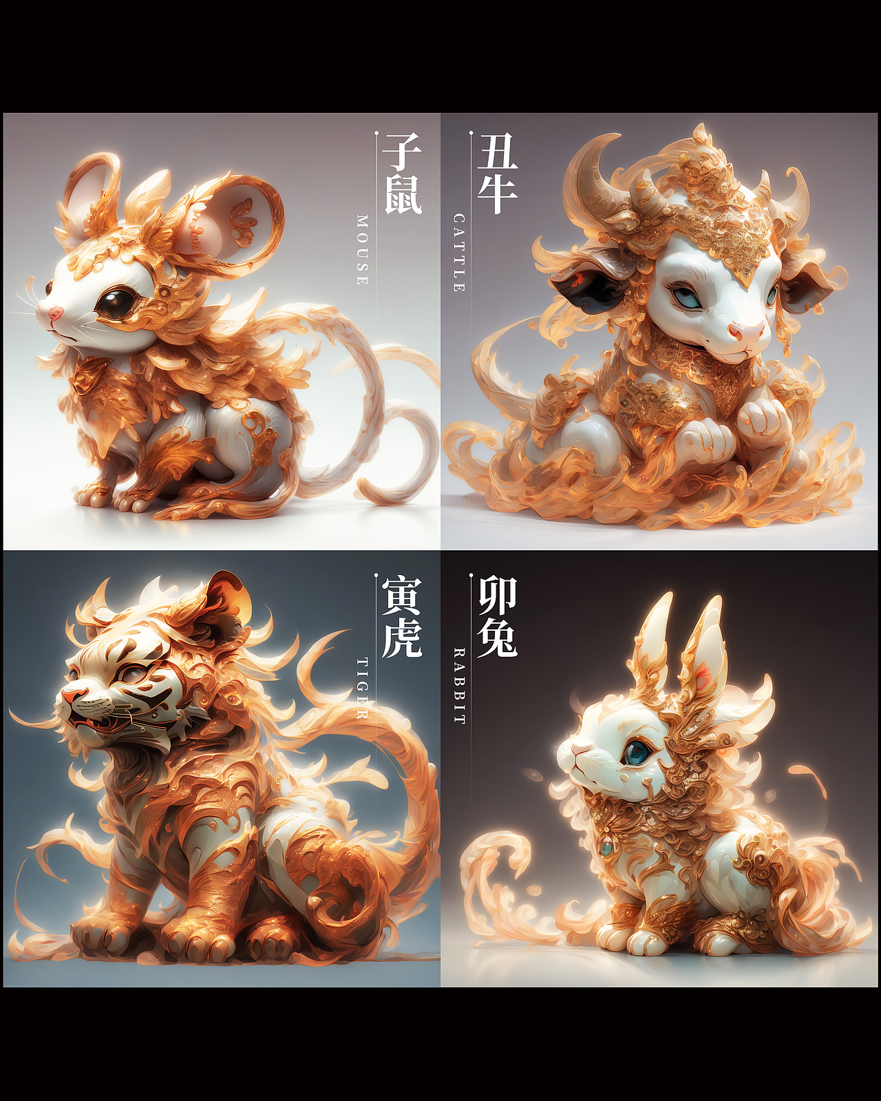 《十二生肖》《色彩艺术——狐之魅》