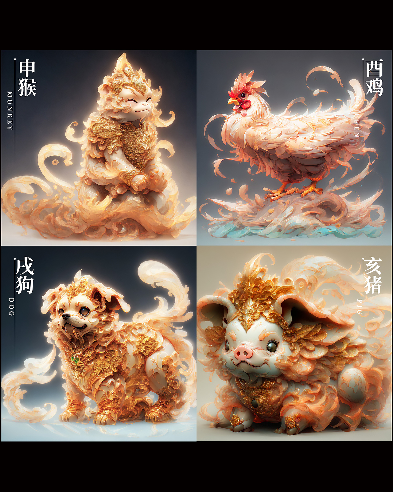 《十二生肖》《色彩艺术——狐之魅》