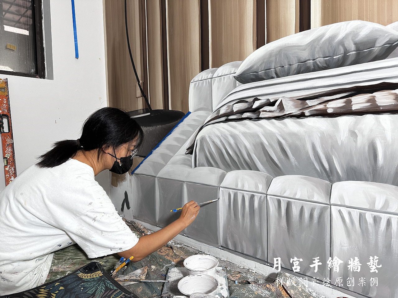 样板间彩绘 清水样板房 3D手绘样板间 施工现场 手绘样板间 样板间墙绘 地产楼市样板间 样板间彩绘绘画过程