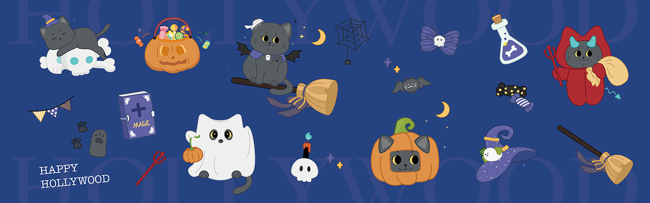 不给糖就捣蛋喵-万圣节主题贴纸（图ZMzc5NDQ1OTY4） - 图案 - 站酷设计师地图上的背包客原创素材 - 站酷ZCOOL