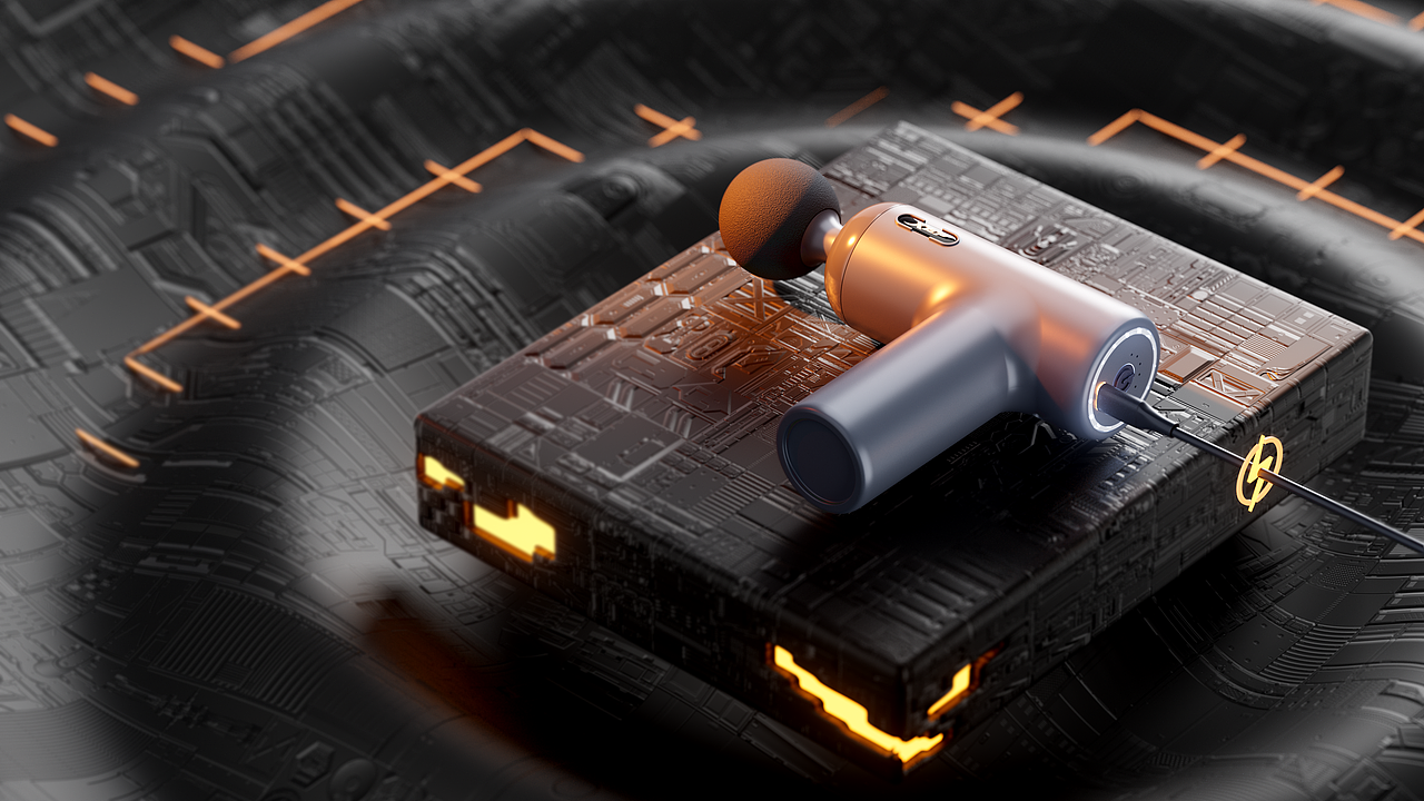 特步新款筋膜枪(3C建模渲染)