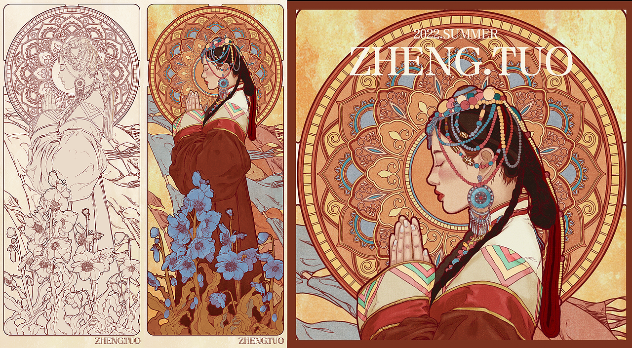 《祈福》（图ZMzc5NDkzNzI4） - 商业插画 - 站酷设计师啊拓拓拓原创素材 - 站酷ZCOOL