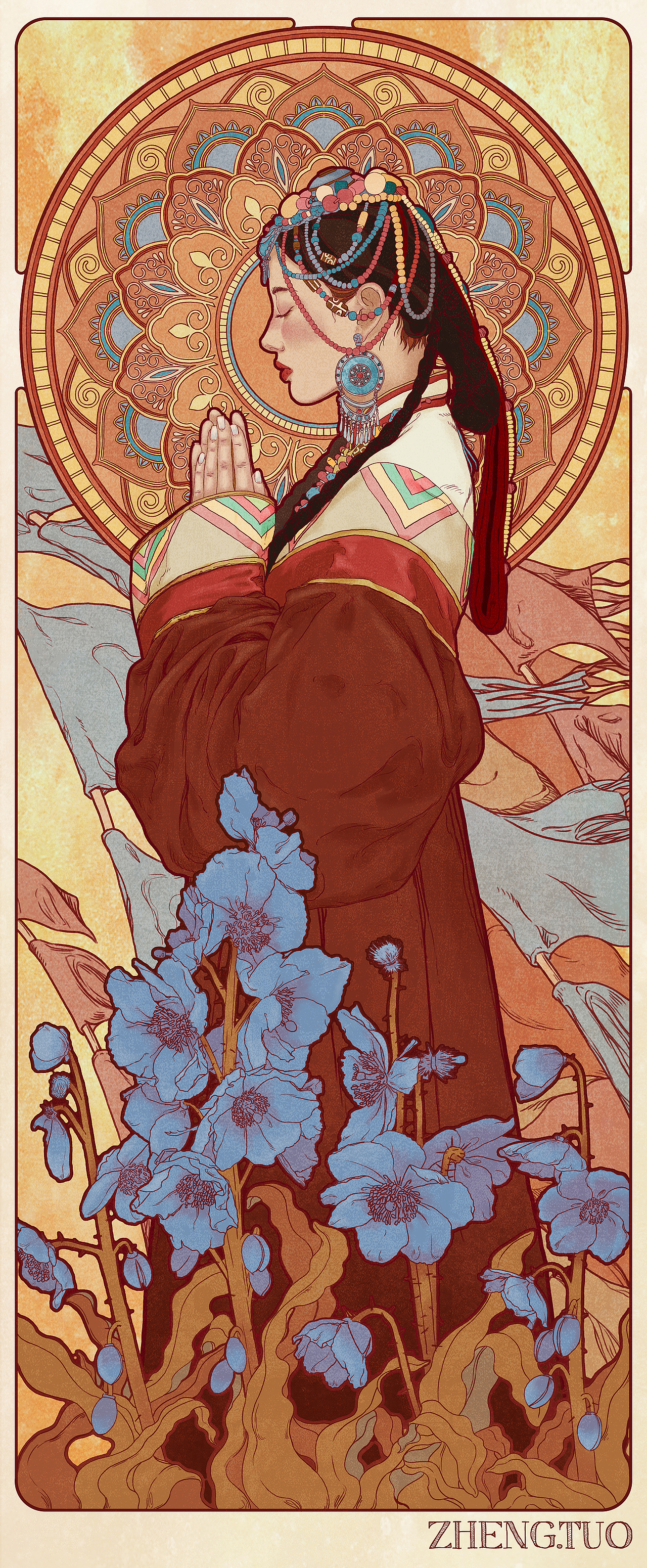 《祈福》（图ZMzc5NDkzNzQ4） - 商业插画 - 站酷设计师啊拓拓拓原创素材 - 站酷ZCOOL