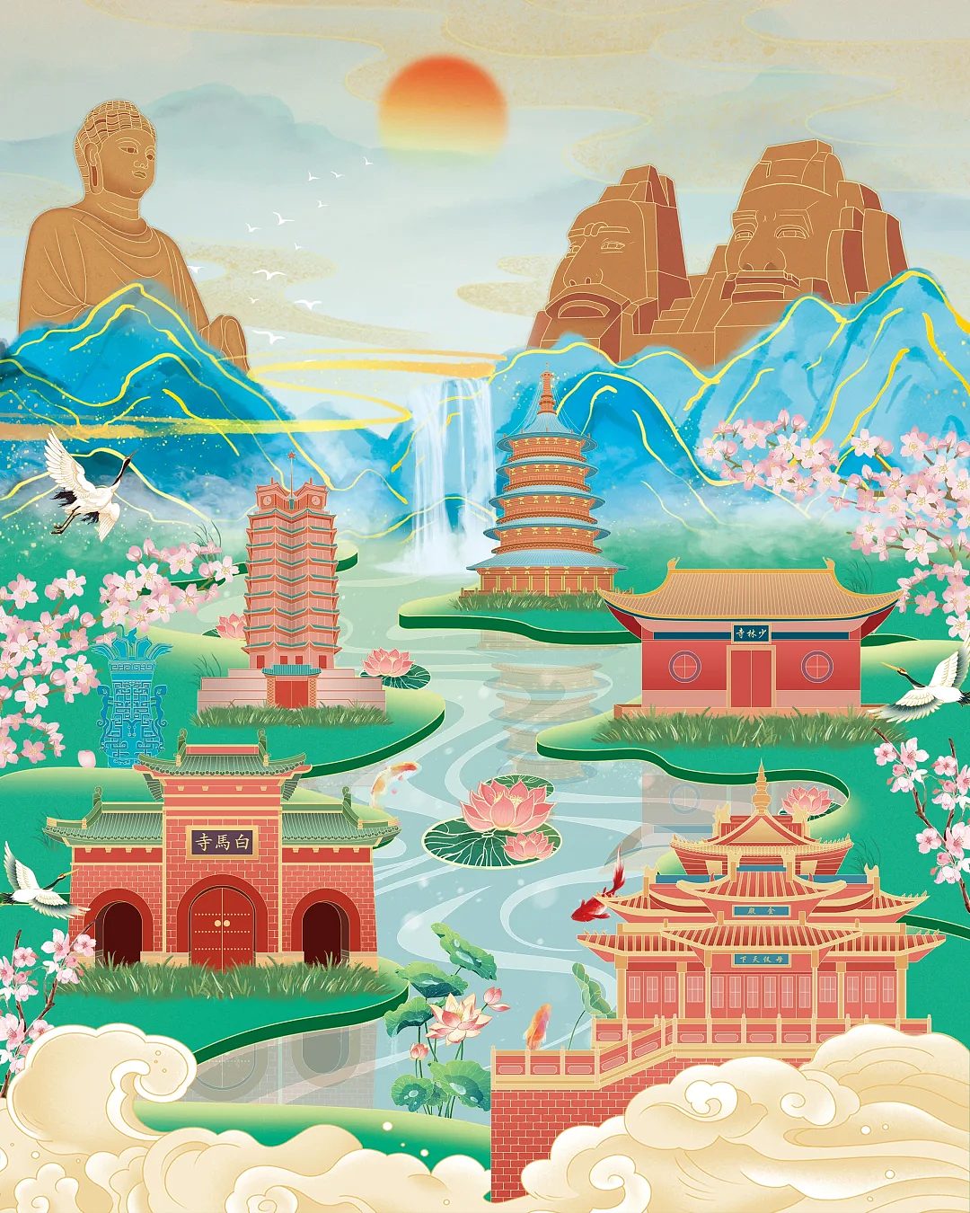 河南省非遗文化产品插画包装封面