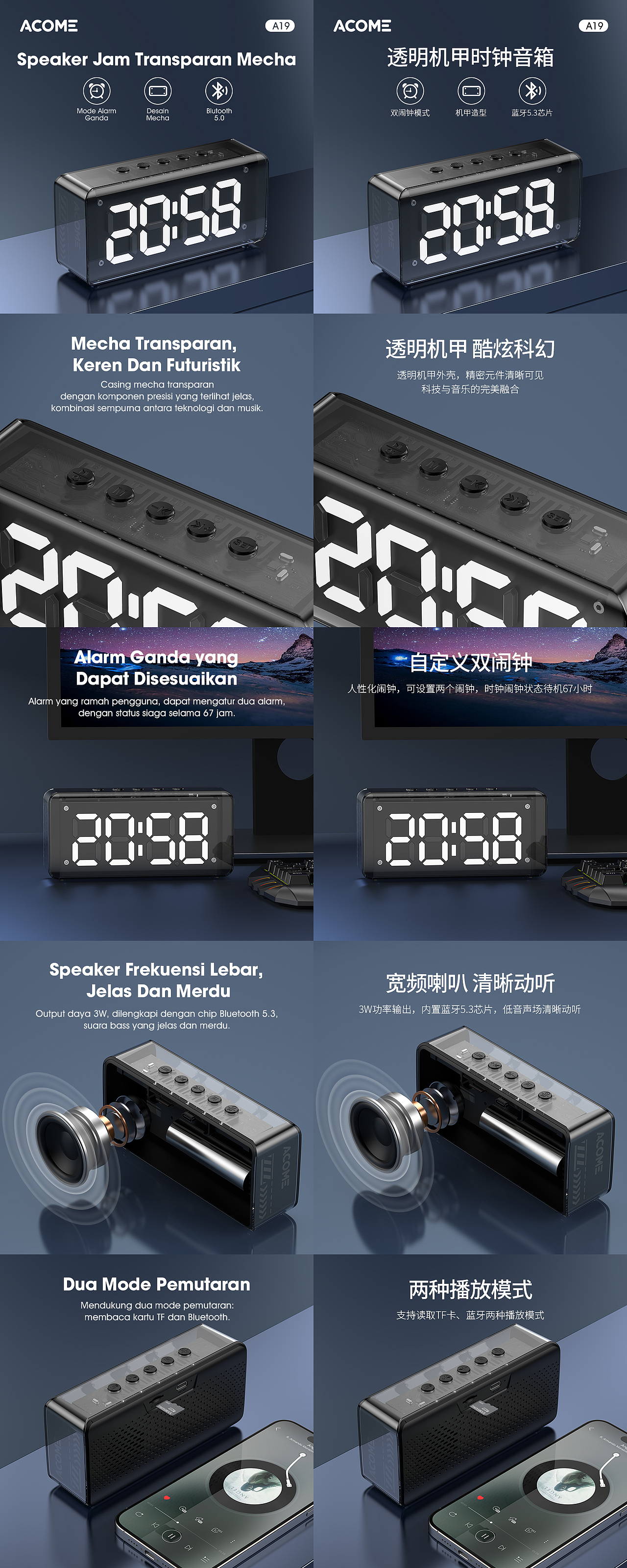 跨境电商时钟音响产品渲染亚马逊主图A+详情页设计（图ZMzc5NTAxMTQ0） - 电商 - 站酷设计师广州万物文化原创素材 - 站酷ZCOOL