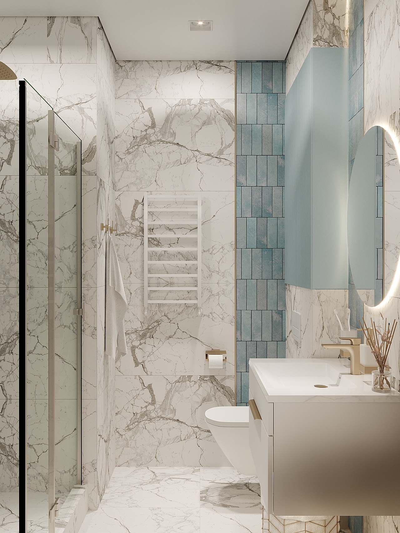 绿松石色的浴室