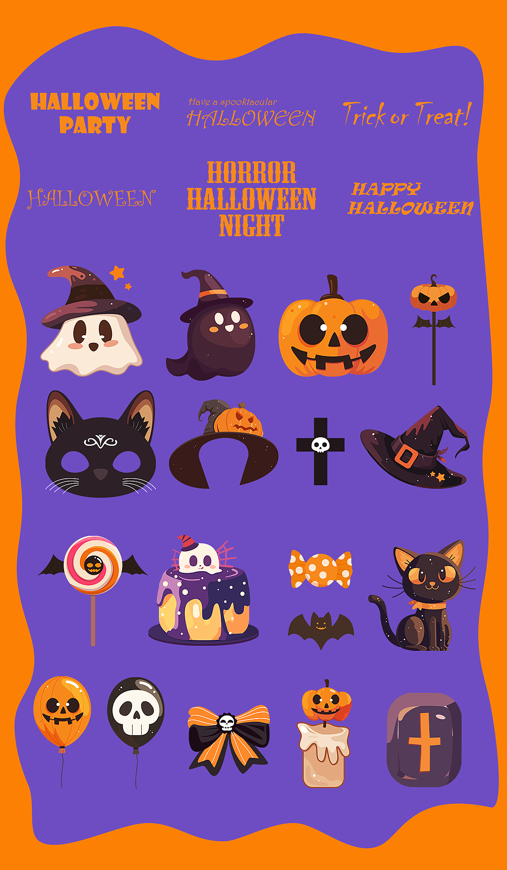 万圣节主题贴纸-HAPPY HALLOWEEN（图ZMzc5NTI1MzA0） - 闪屏/壁纸 - 站酷设计师Rechryya原创素材 - 站酷ZCOOL