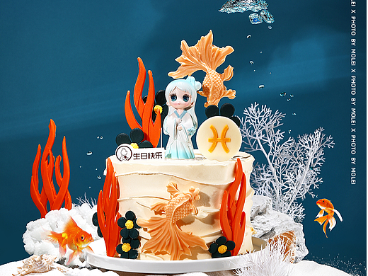 cakeboss双鱼座生日蛋糕|星座主题|产品摄影|默雷