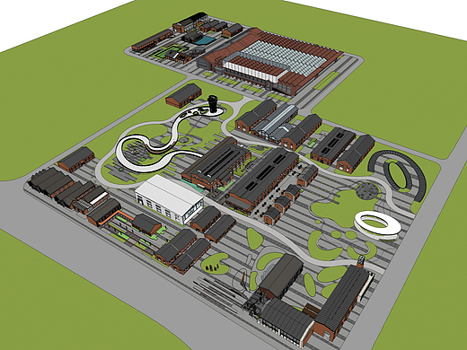 红砖厂房SU模型下载