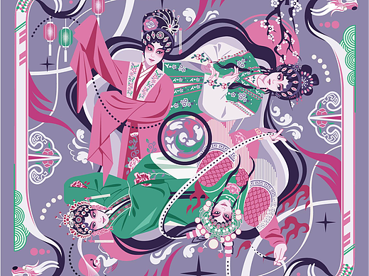 顺德文创丝巾插画设计