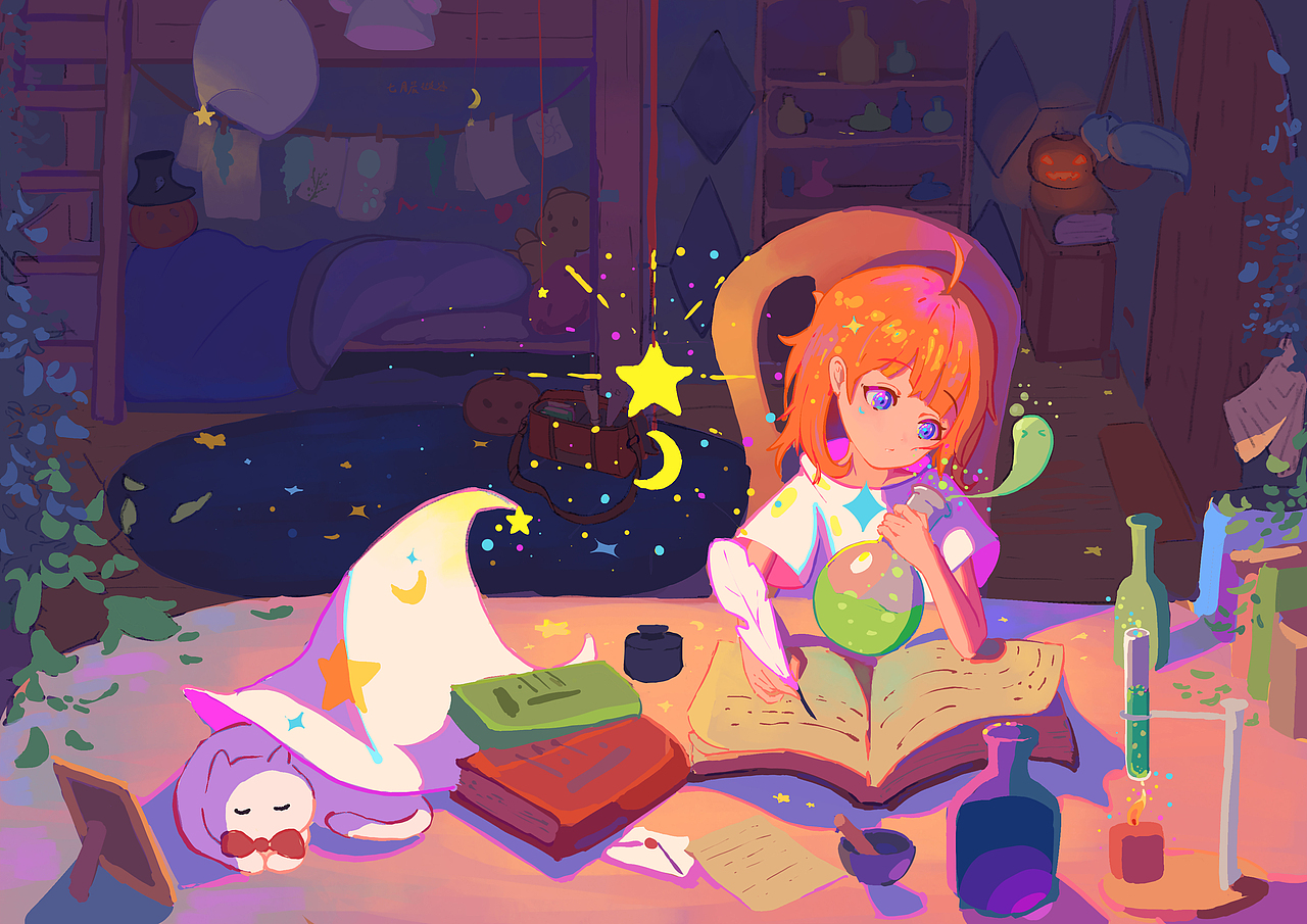 小魔女（图ZMzc5NTk5OTY0） - 艺术插画 - 站酷设计师七月晨微凉原创素材 - 站酷ZCOOL