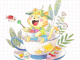 水彩儿插：糖果茶杯/星球种植/兔子魔法